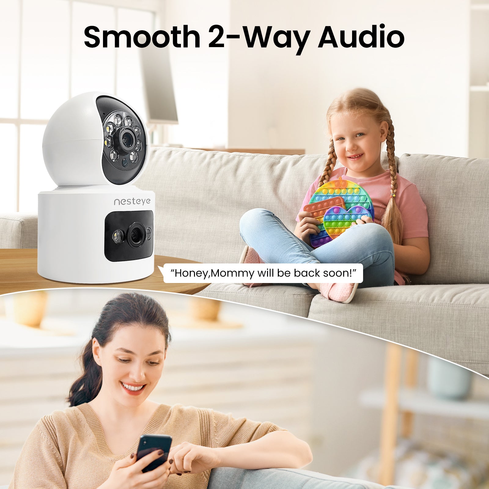 Ultra HD indoor portable dual-camera, 2K high-definition, large memory storage card, WiFi/5G connectivity, remote control, live monitoring/motion tracking, multifunctional mini camera.