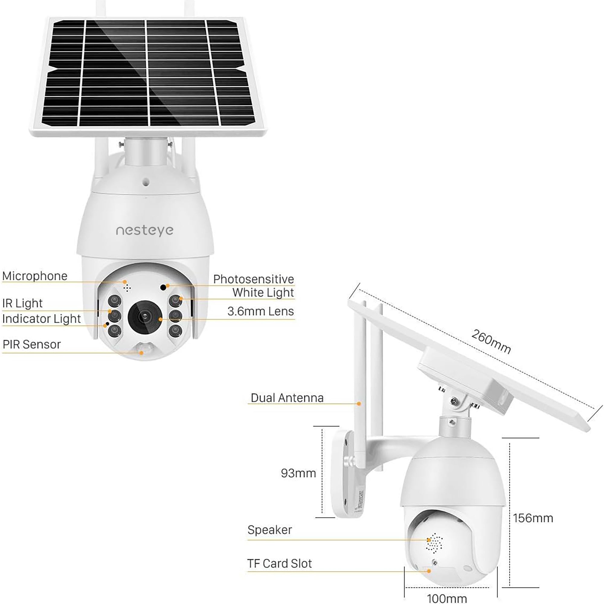 Outdoor 4G/WiFi compatible, 2K high-definition solar-powered surveillance, 24-hour non-stop power! Includes backup power source for remote control.