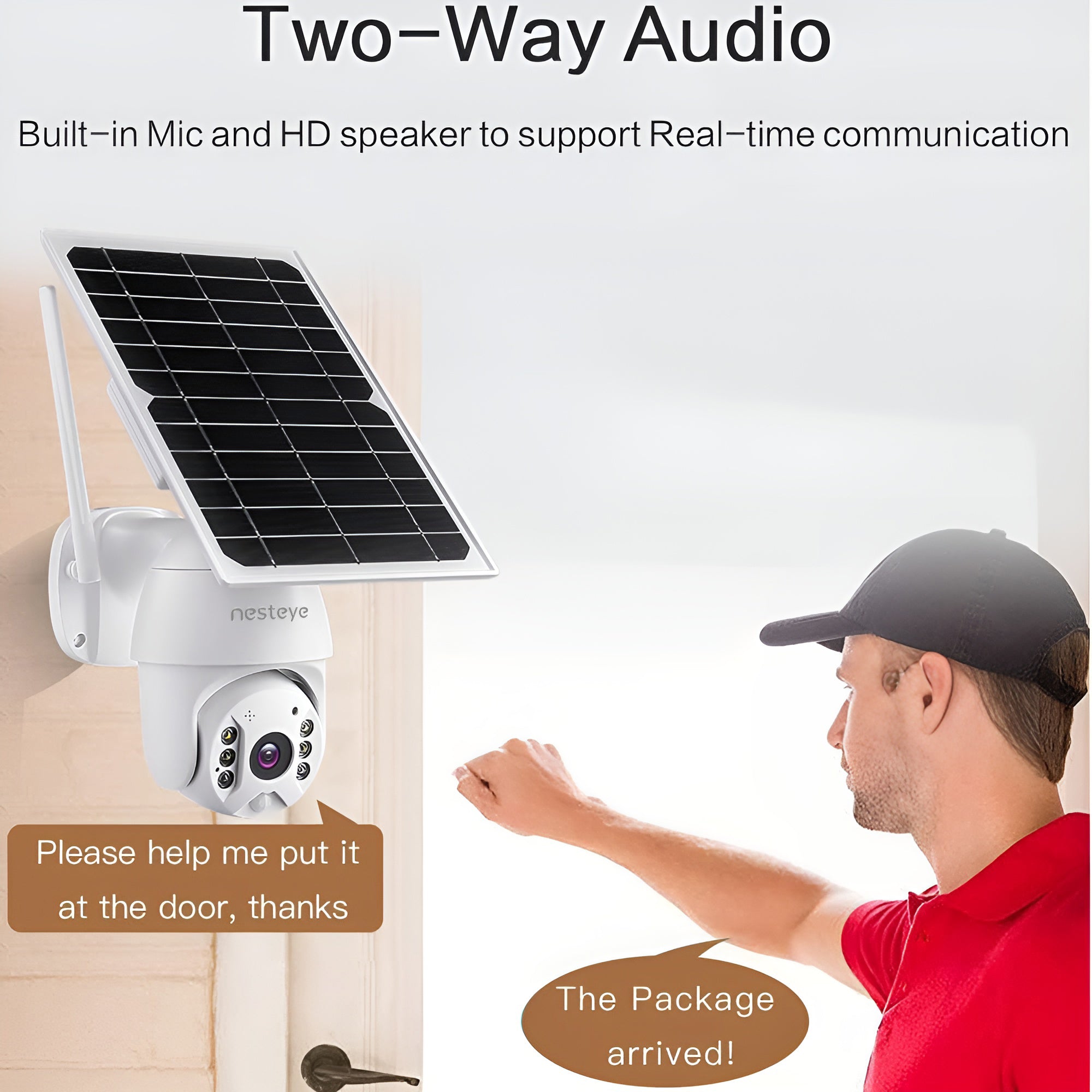 Outdoor 4G/WiFi compatible, 2K high-definition solar-powered surveillance, 24-hour non-stop power! Includes backup power source for remote control.