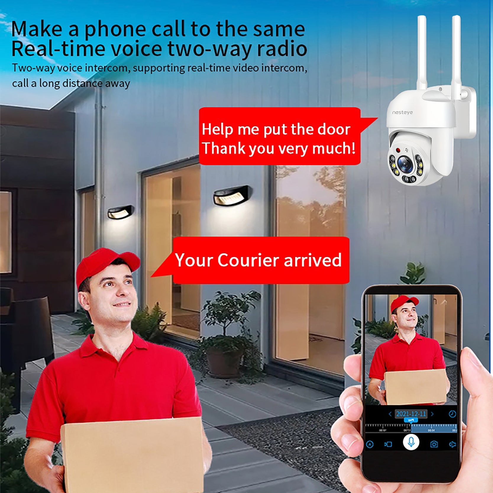 Multifunctional indoor/outdoor HD camera, WiFi/5G compatible, remote control for automatic anomaly monitoring, 2K high-definition smart model.