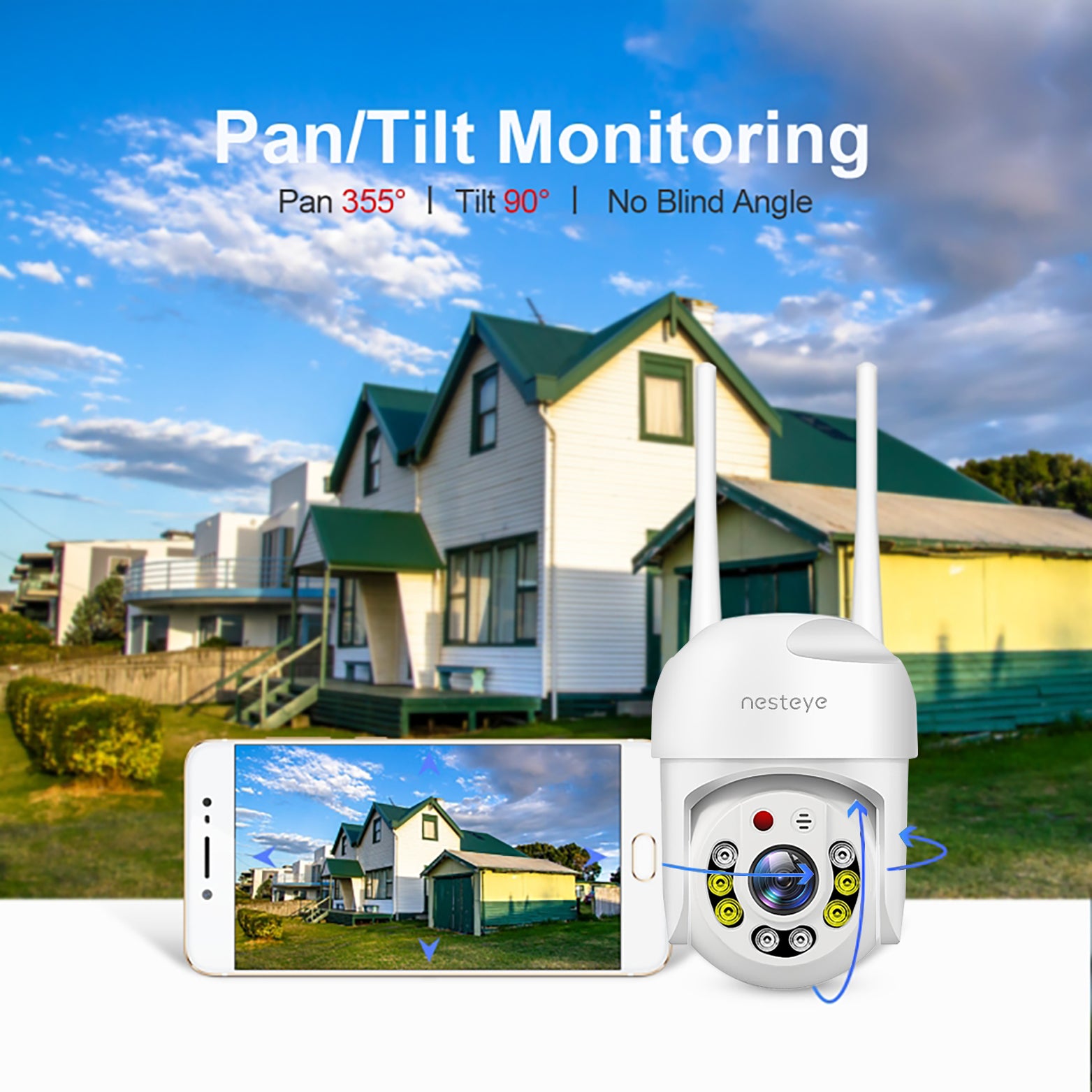 Multifunctional indoor/outdoor HD camera, WiFi/5G compatible, remote control for automatic anomaly monitoring, 2K high-definition smart model.