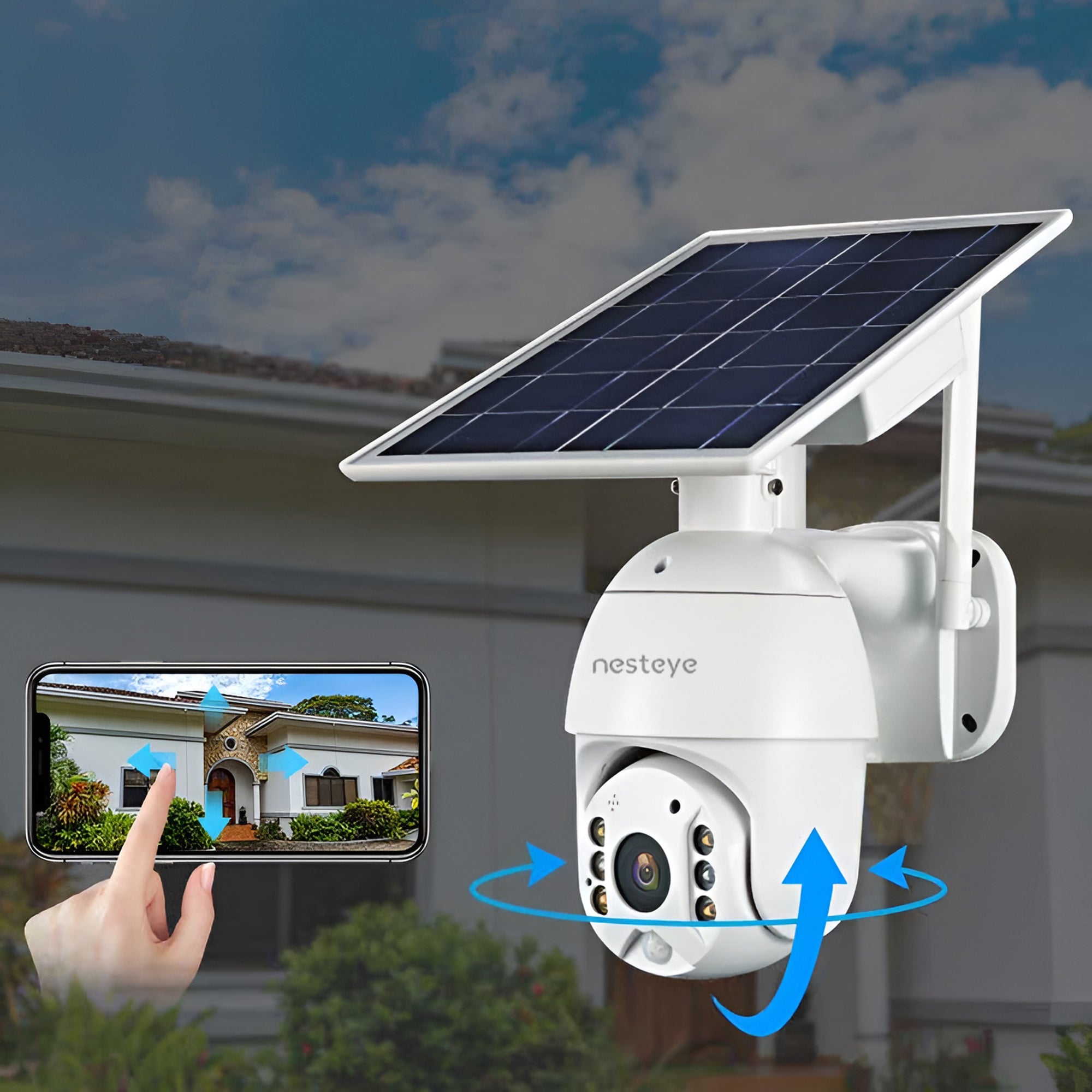 Outdoor 4G/WiFi compatible, 2K high-definition solar-powered surveillance, 24-hour non-stop power! Includes backup power source for remote control.