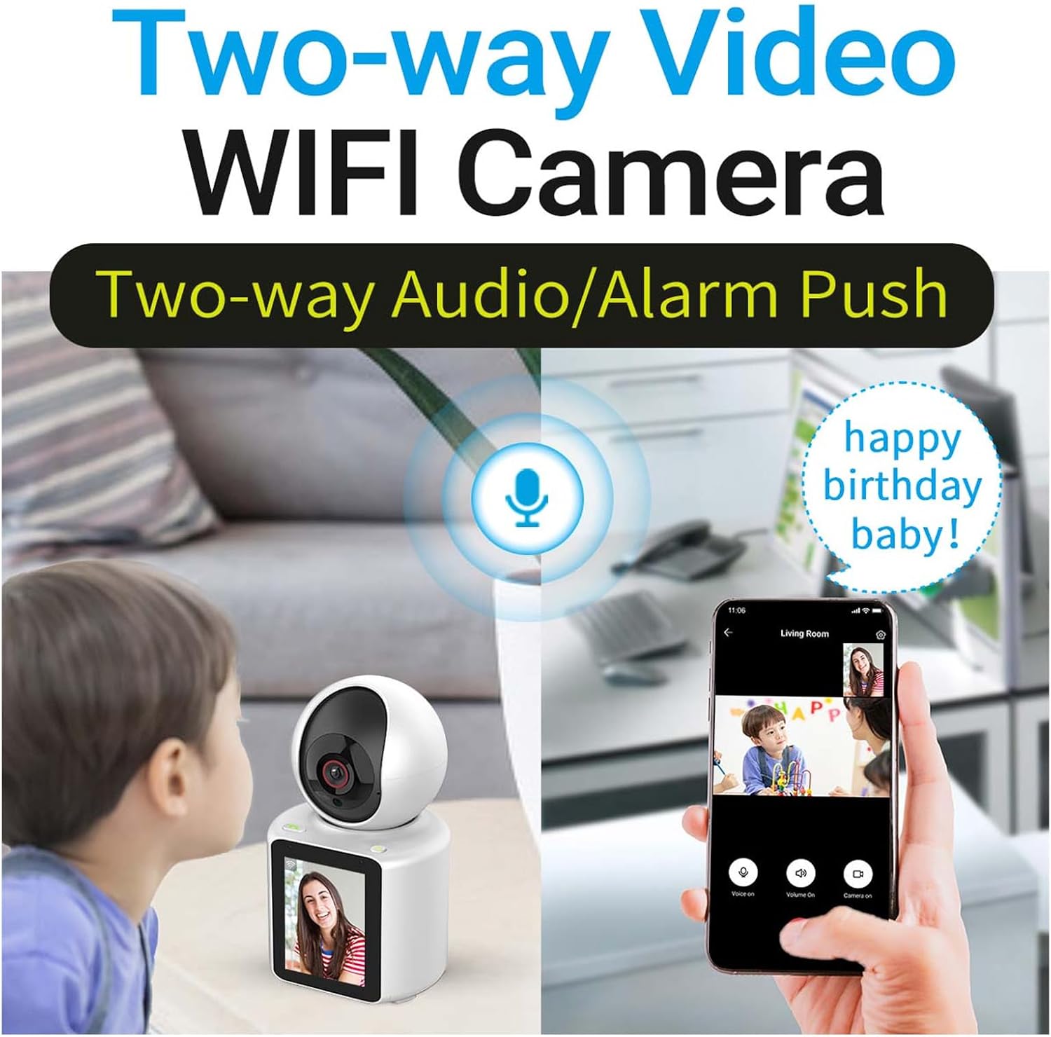 KTvsion Family WiFi CCTV Wireless Camera, Two-way Video Call, Wireless IP Camera, 360-degree Camera