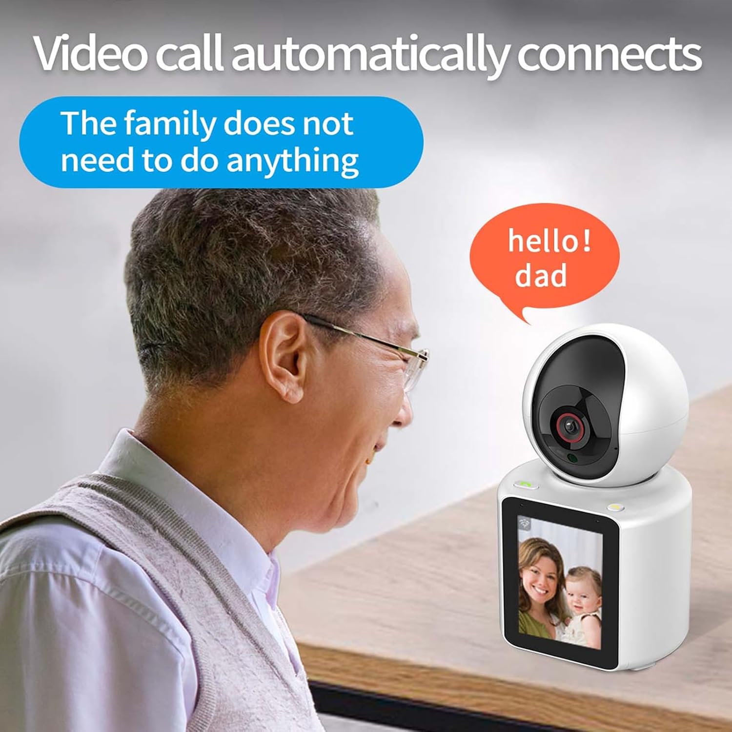 KTvsion Family WiFi CCTV Wireless Camera, Two-way Video Call, Wireless IP Camera, 360-degree Camera